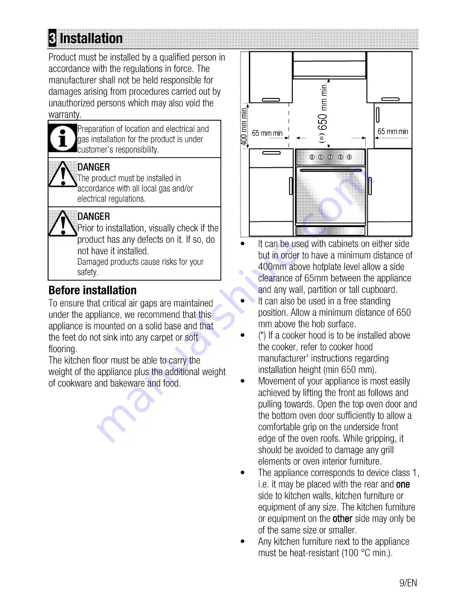 Beko Cook57TSS Double Cavity User Manual Download Page 9