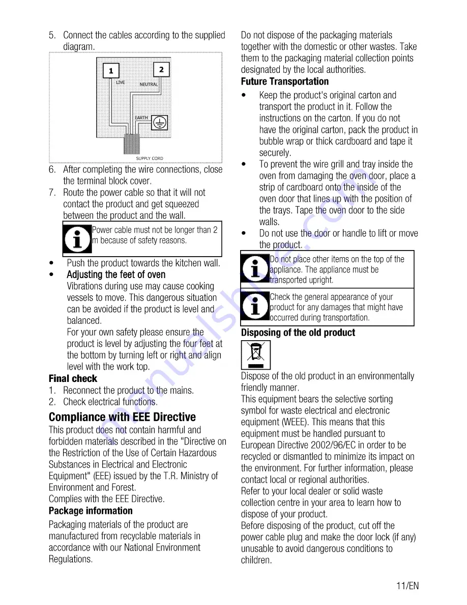 Beko Cook57TSS Double Cavity User Manual Download Page 11