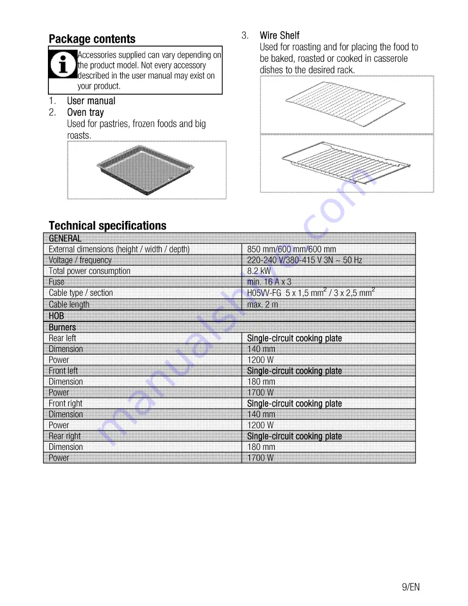 Beko CSE 67100 G User Manual Download Page 9