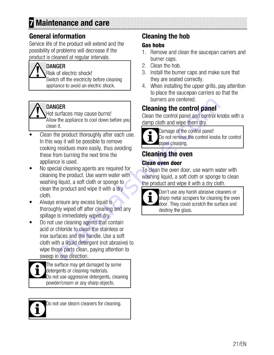 Beko CSG 52010 F User Manual Download Page 21