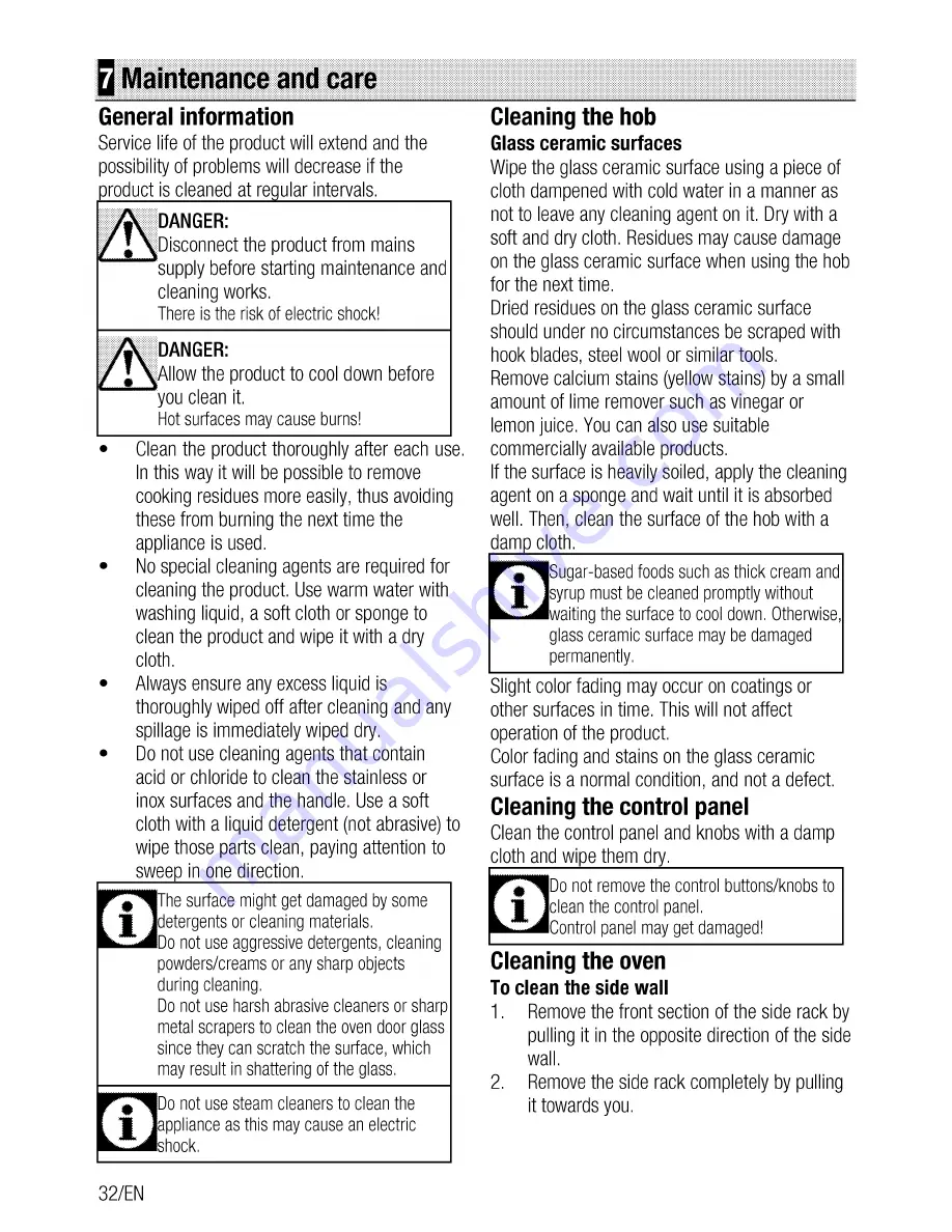 Beko CSM 893601 G User Manual Download Page 32