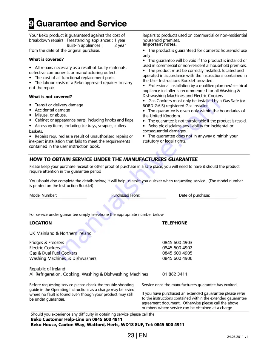 Beko D 531 A User Manual Download Page 23