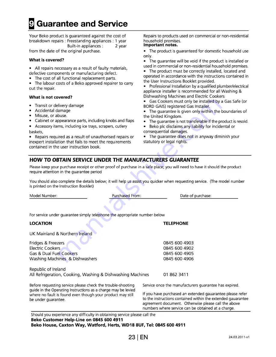 Beko D 532 A User Manual Download Page 23