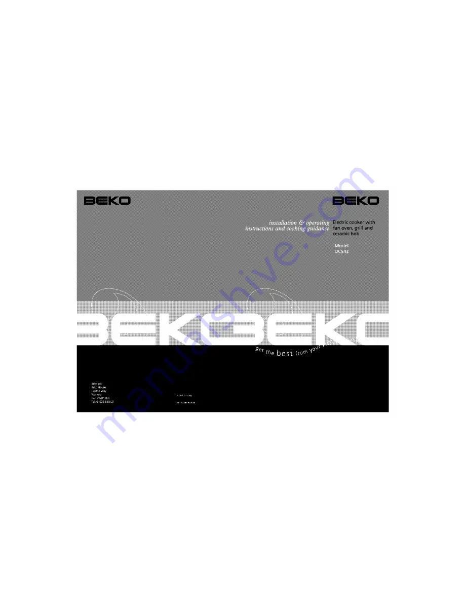 Beko DC543 Installation & Operating Instructions And Cooking Guidance Download Page 1