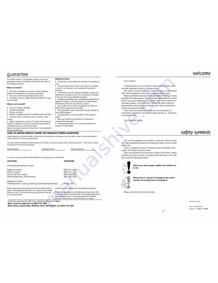 Beko DG5822 Manual Download Page 1