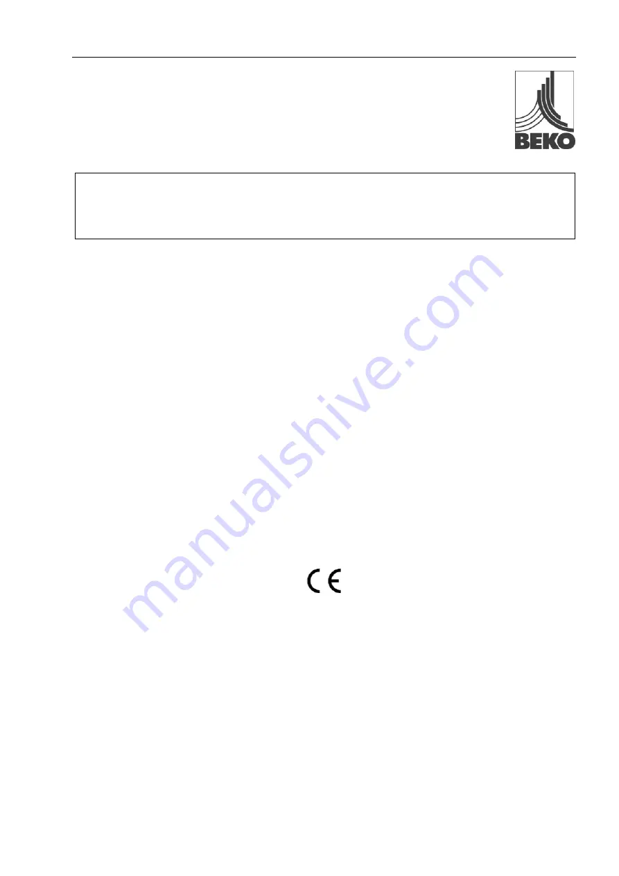 Beko DP 109 Instructions For Installation And Operation Manual Download Page 47