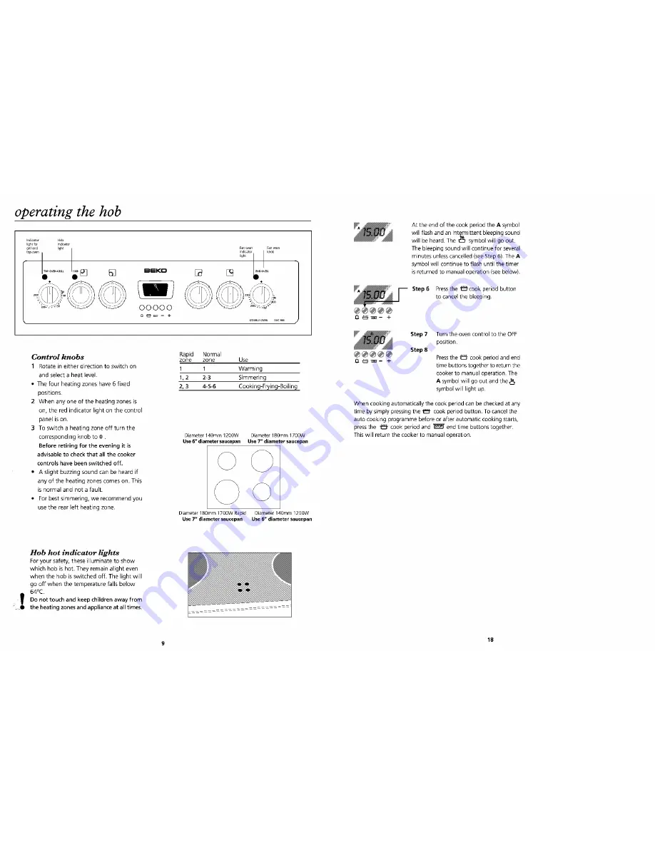 Beko DVC665 Installation & Operating Instructions And Cooking Guidance Download Page 9