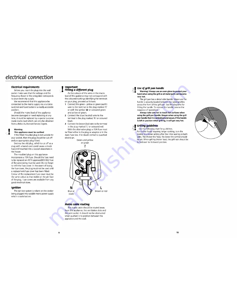 Beko DVG 695 Installation & Operating Instructions And Cooking Guidance Download Page 9