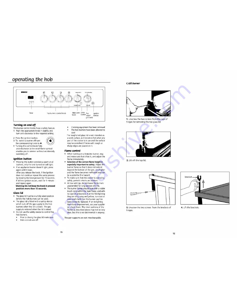 Beko DVG 695 Installation & Operating Instructions And Cooking Guidance Download Page 12