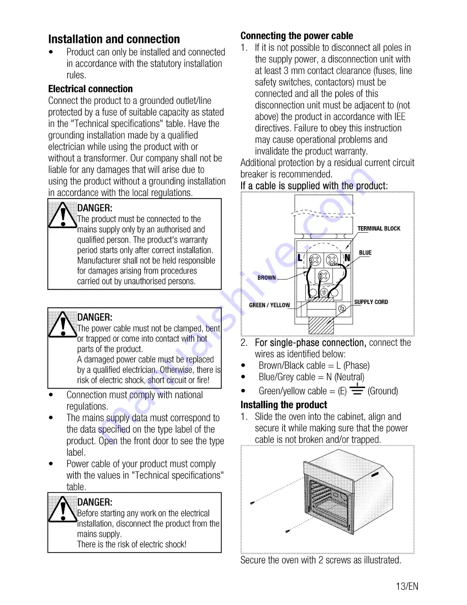 Beko FSE 24300 Скачать руководство пользователя страница 13