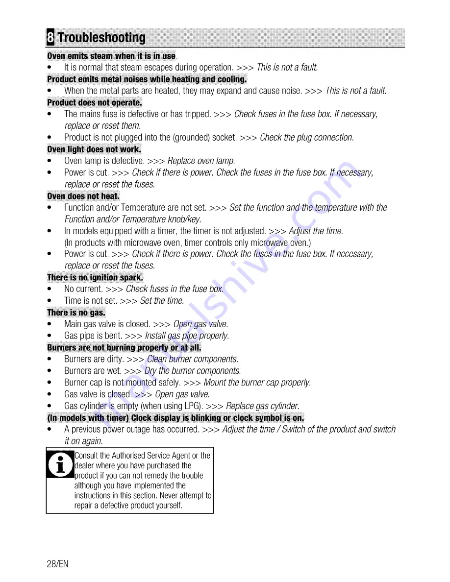 Beko GM 15120DA PR User Manual Download Page 28