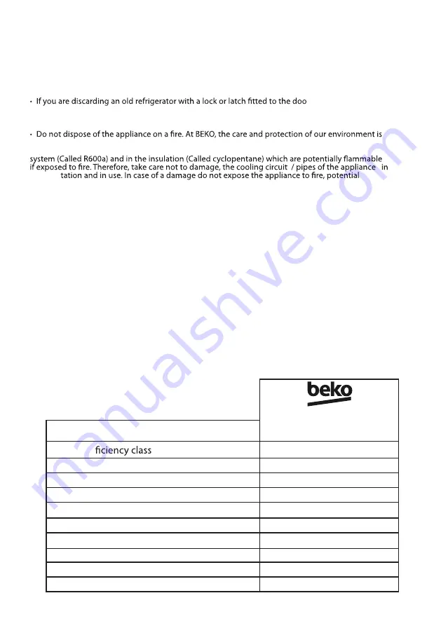 Beko ICQFD373 Installation & User'S Instructions Download Page 5