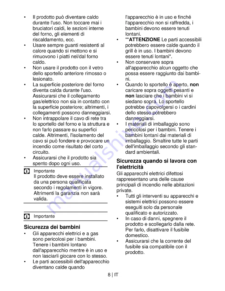 Beko OIM 21200 CU (Italian) User Manual Download Page 8