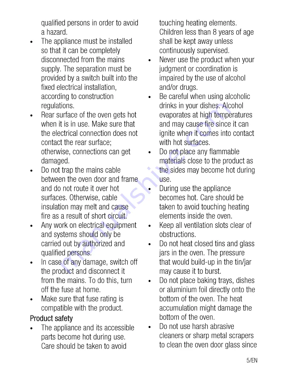 Beko OIM 25601 User Manual Download Page 5