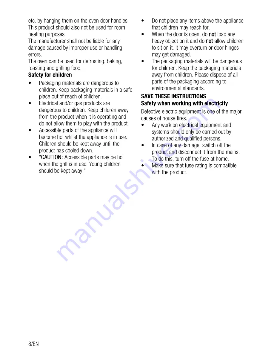 Beko OIM 25901 User Manual Download Page 8