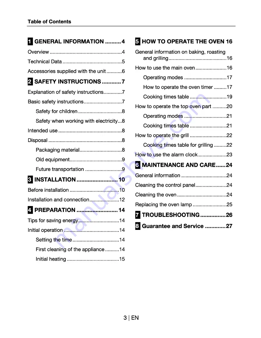 Beko OTF 12300 X Operating Instructions Manual Download Page 3