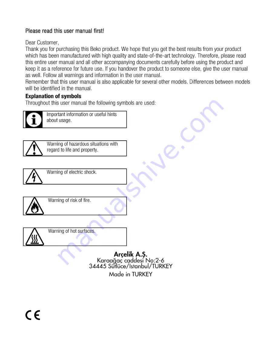 Beko QHC 64402 T User Manual Download Page 2