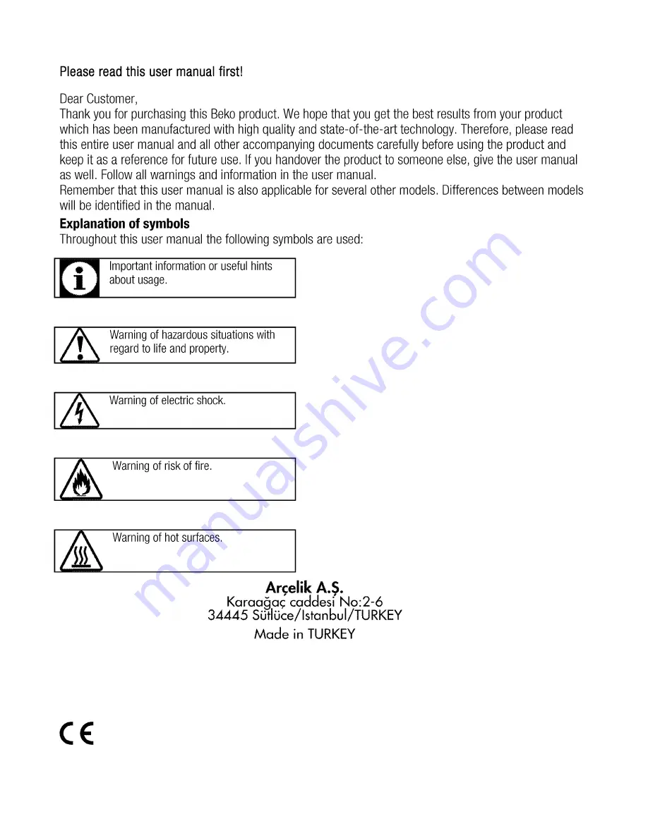 Beko QOM243B User Manual Download Page 2