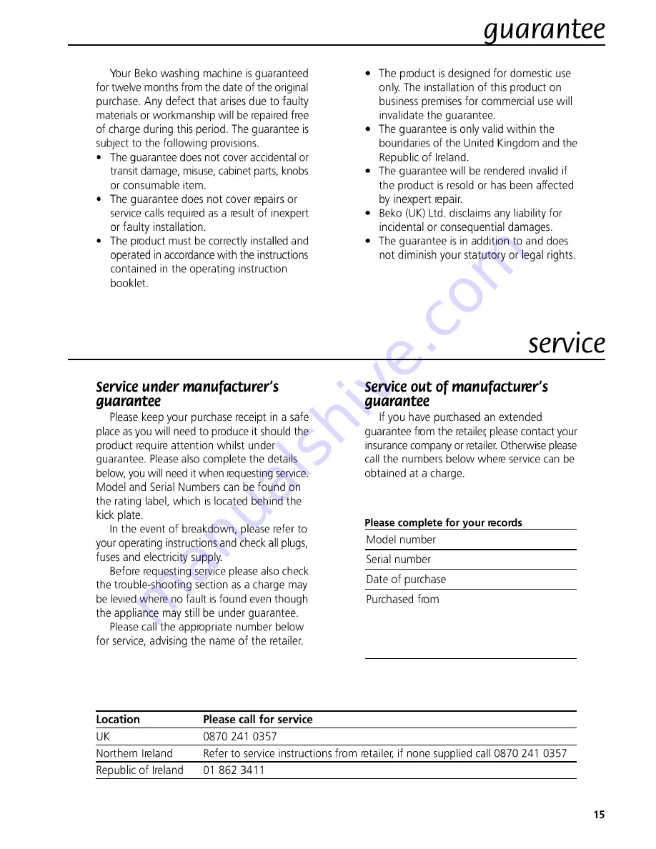 Beko WMA1613 Manual Download Page 14