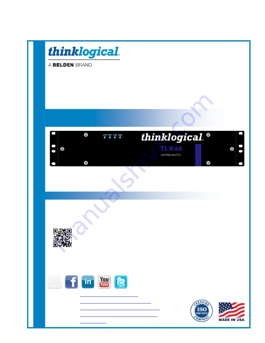 Belden Thinklogical TLX48 Product Manual Download Page 1