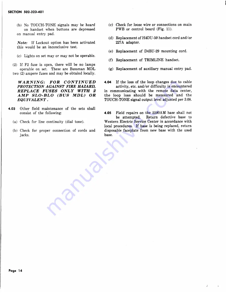 Bell System 5100AM Manual Download Page 14