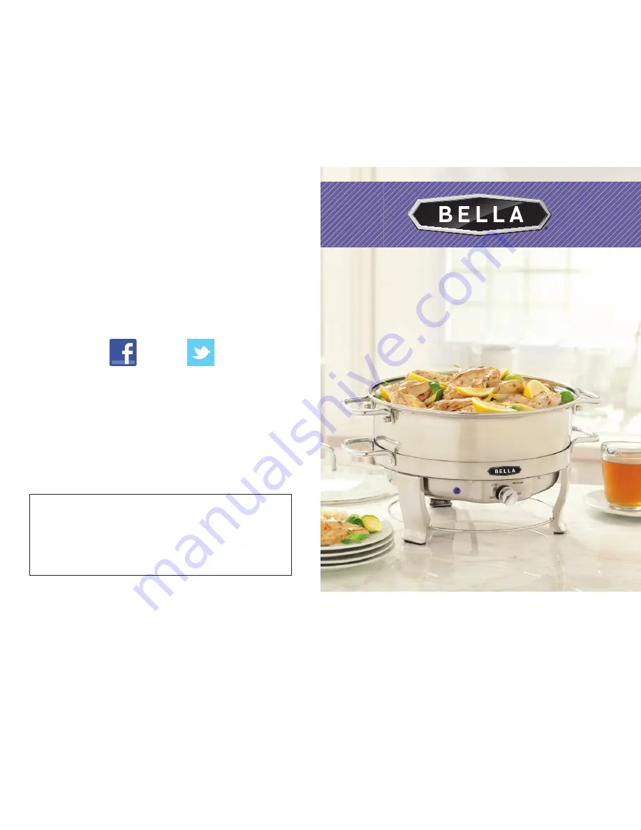 Bella 6.5 Qt. electrIc chafIng dIsh Instruction Manual Download Page 1