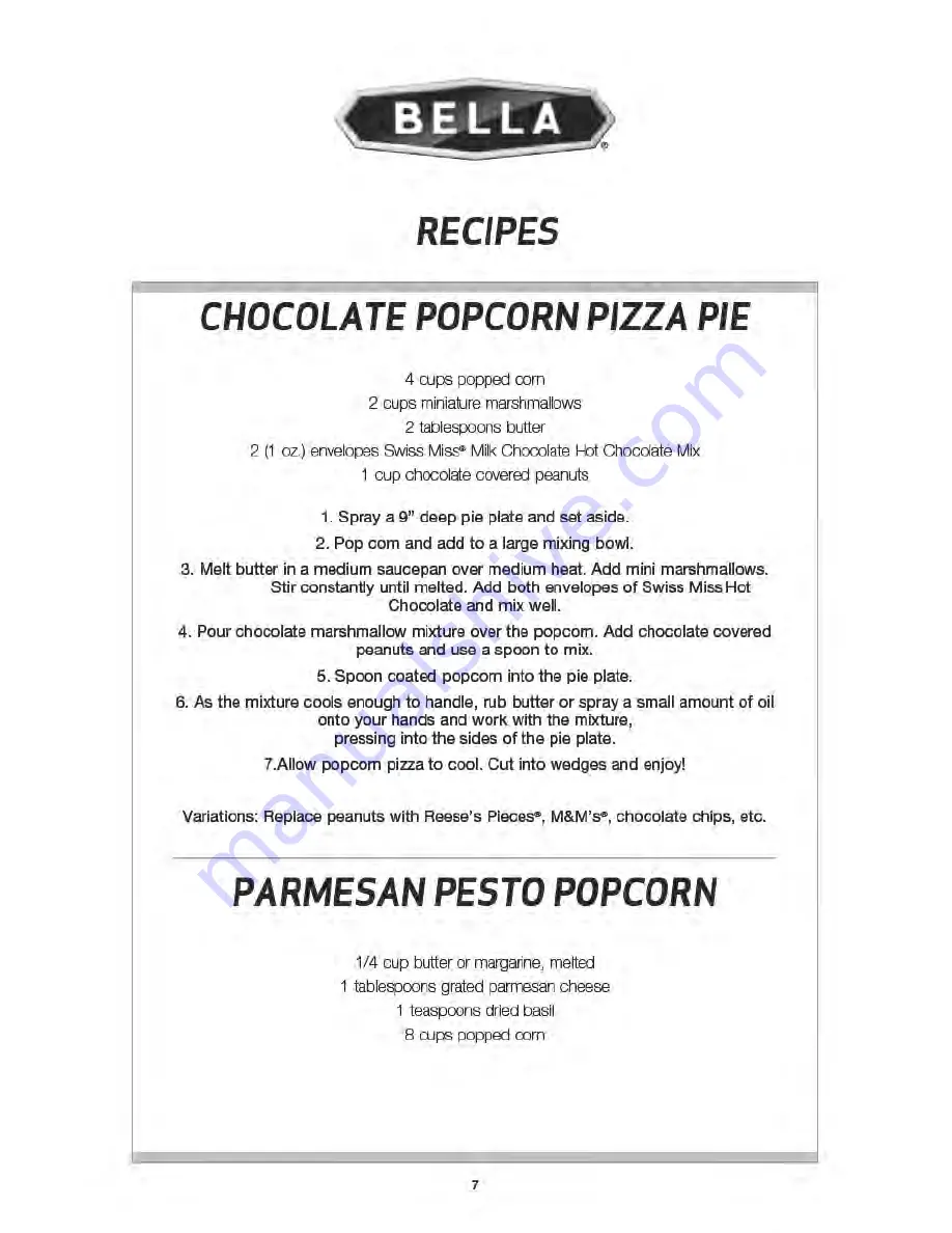 Bella Popcorn Popper Instruction Manual Download Page 8