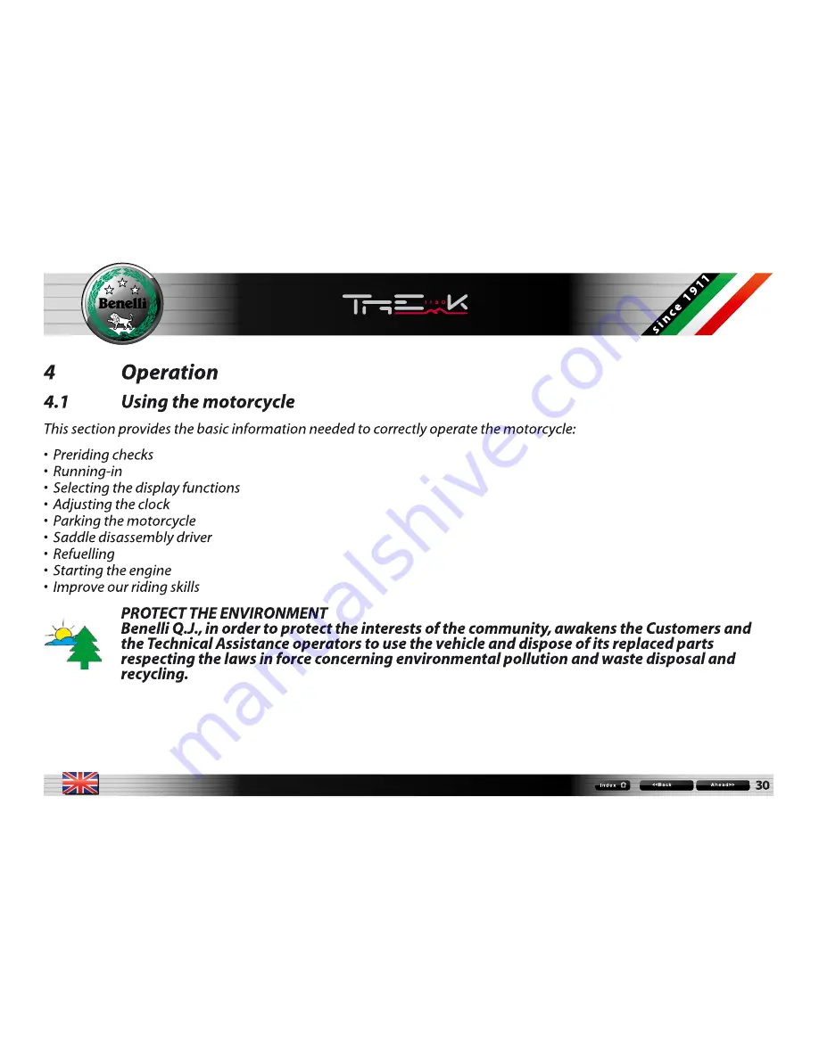 Benelli Tre 1130 K Owner'S Manual Download Page 34