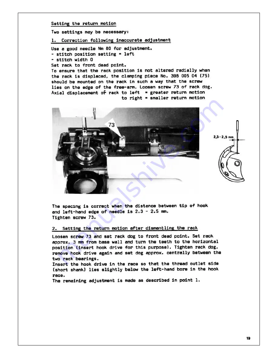 Bernina Record 930 Electronic Service Manual Download Page 20