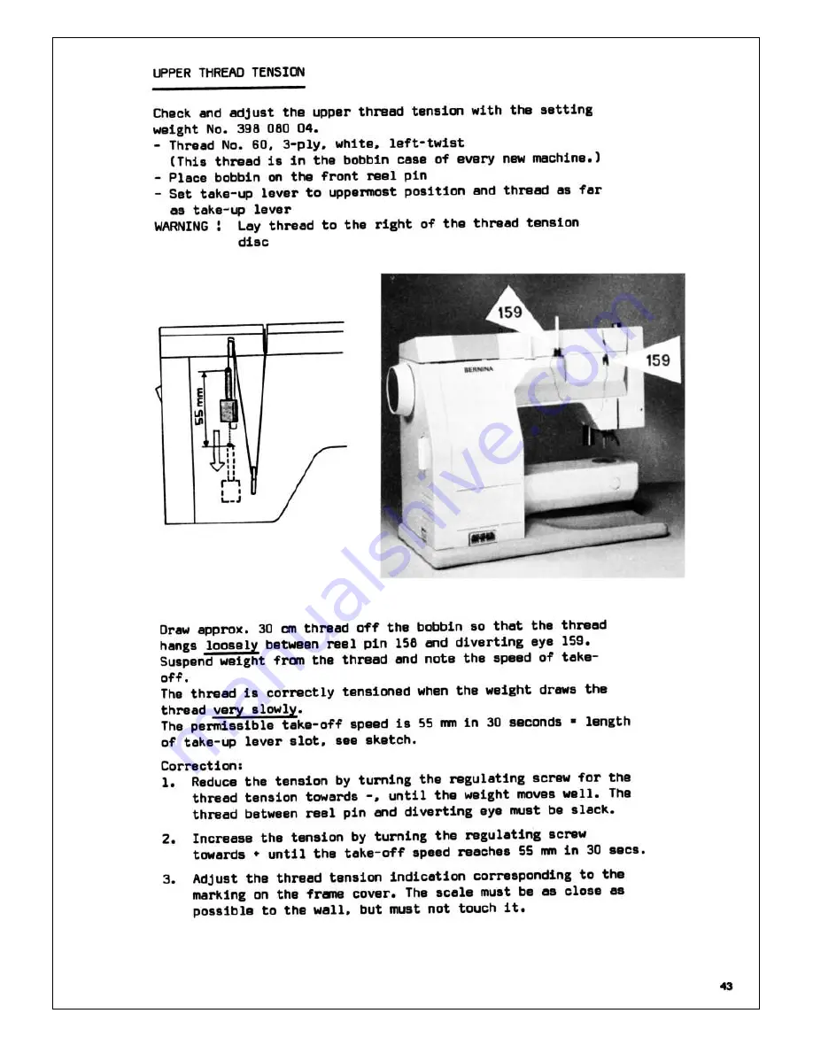 Bernina Record 930 Electronic Service Manual Download Page 44