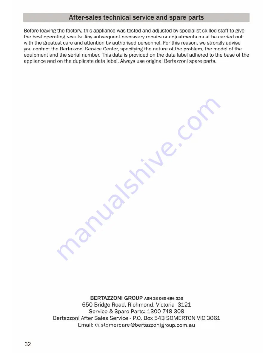 Bertazzoni F60CONXT Installation, Maintenance And User Manual Download Page 34