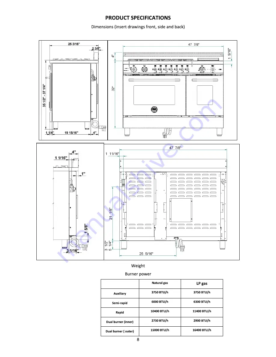 Bertazzoni MAS48 6G DFS XT Скачать руководство пользователя страница 8