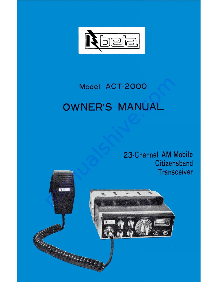 Beta ACT-2000 Owner'S Manual Download Page 1