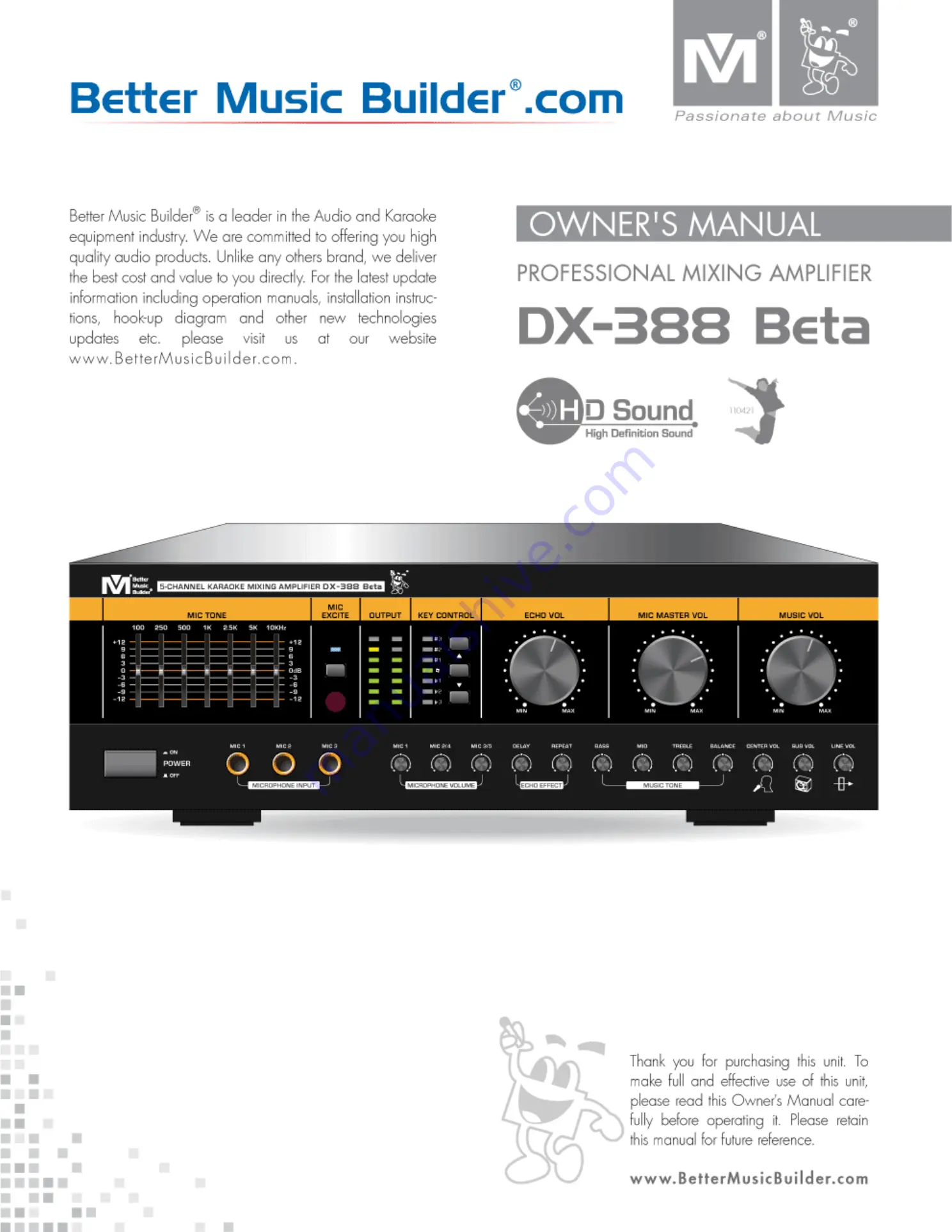 Better Music Builder DX-388 Owner'S Manual Download Page 1