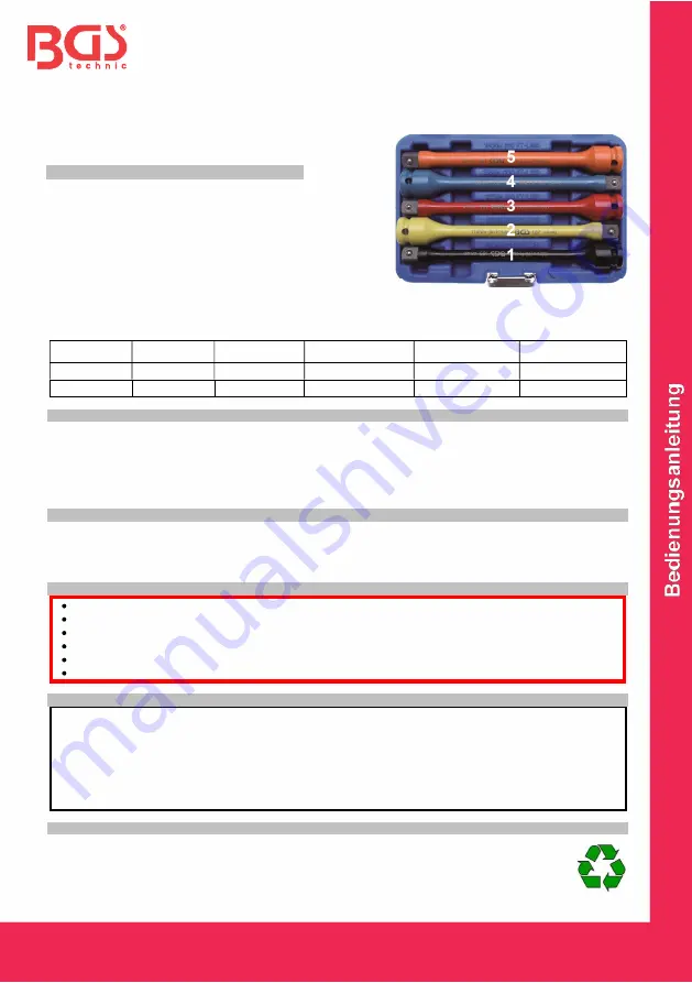 BGS technic 185 Quick Start Manual Download Page 1