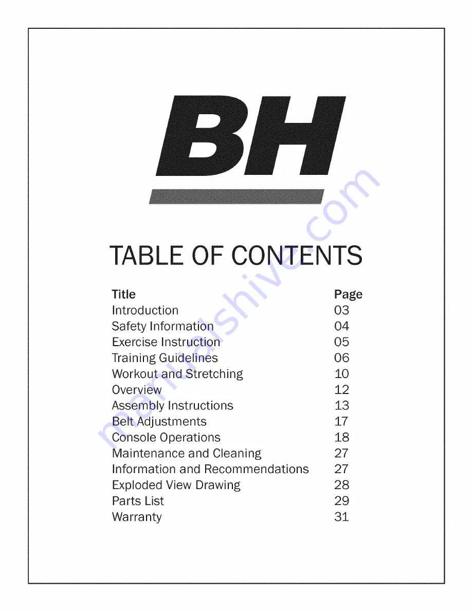 BH FITNESS S5Ti Owner'S Manual Download Page 2