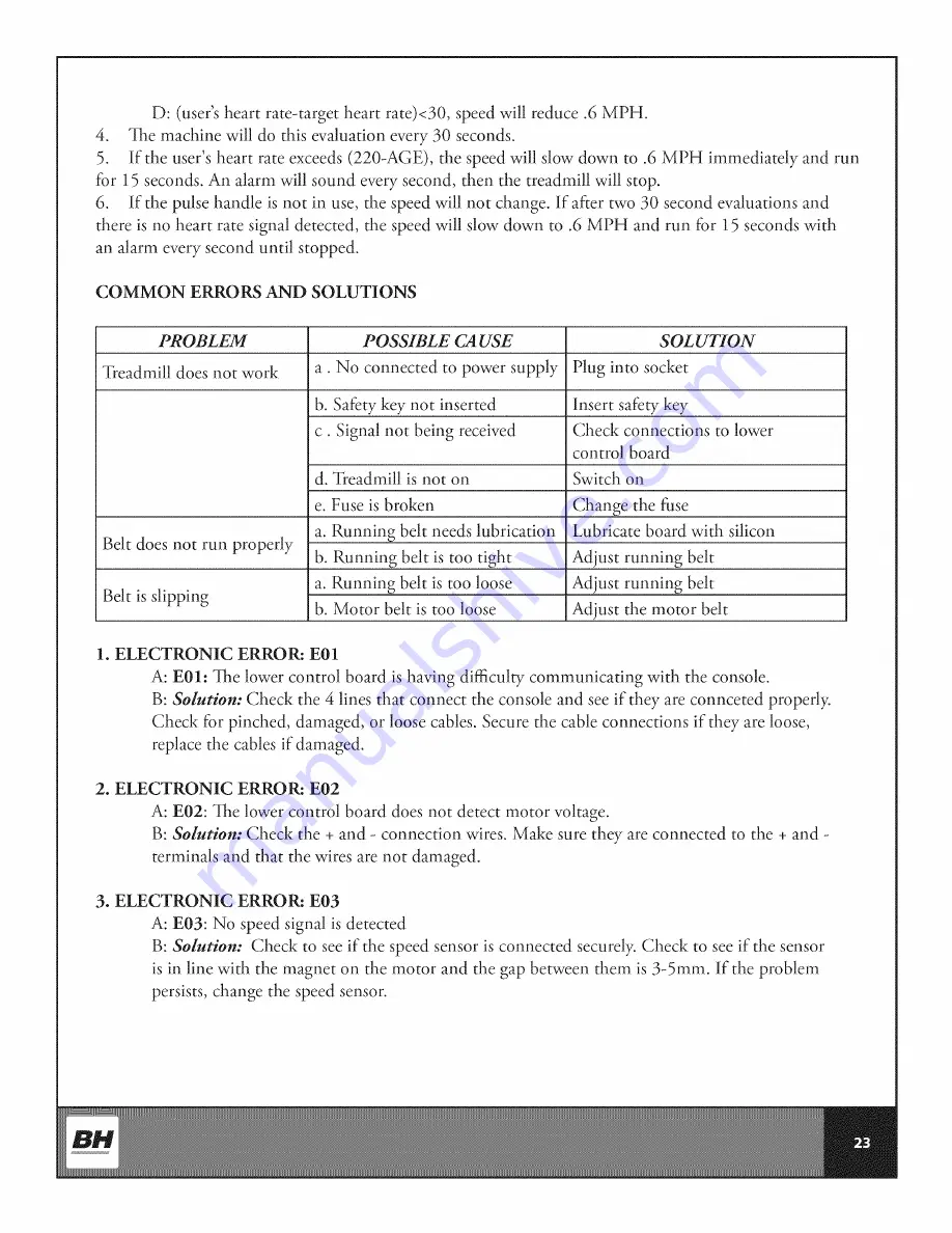 BH FITNESS S5Ti Owner'S Manual Download Page 23