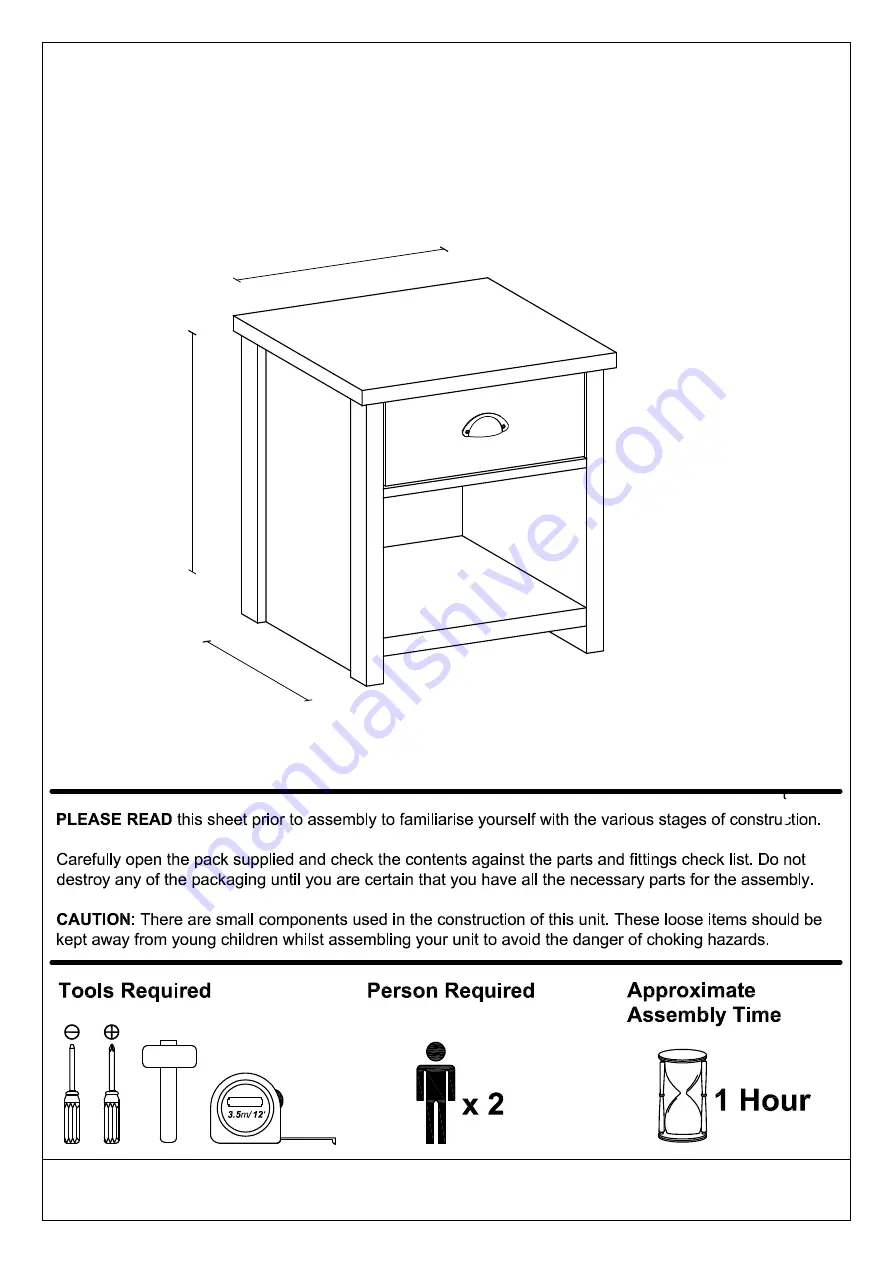 BIG FURNITURE WAREHOUSE LANCASTER LAMP TABLE Assembly Instructions Manual Download Page 1