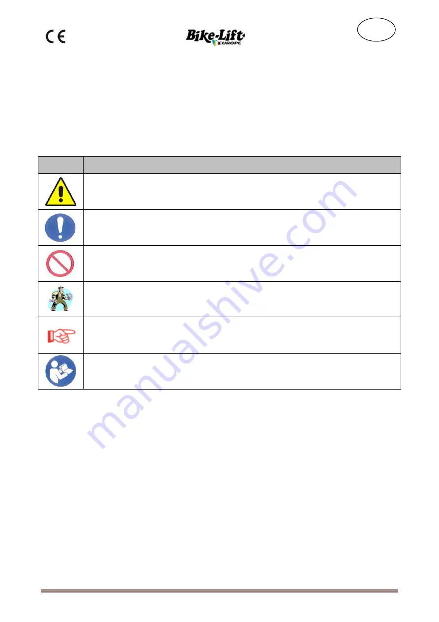 Bike-Lift CU500-003 Use And Maintenance Manual Download Page 9