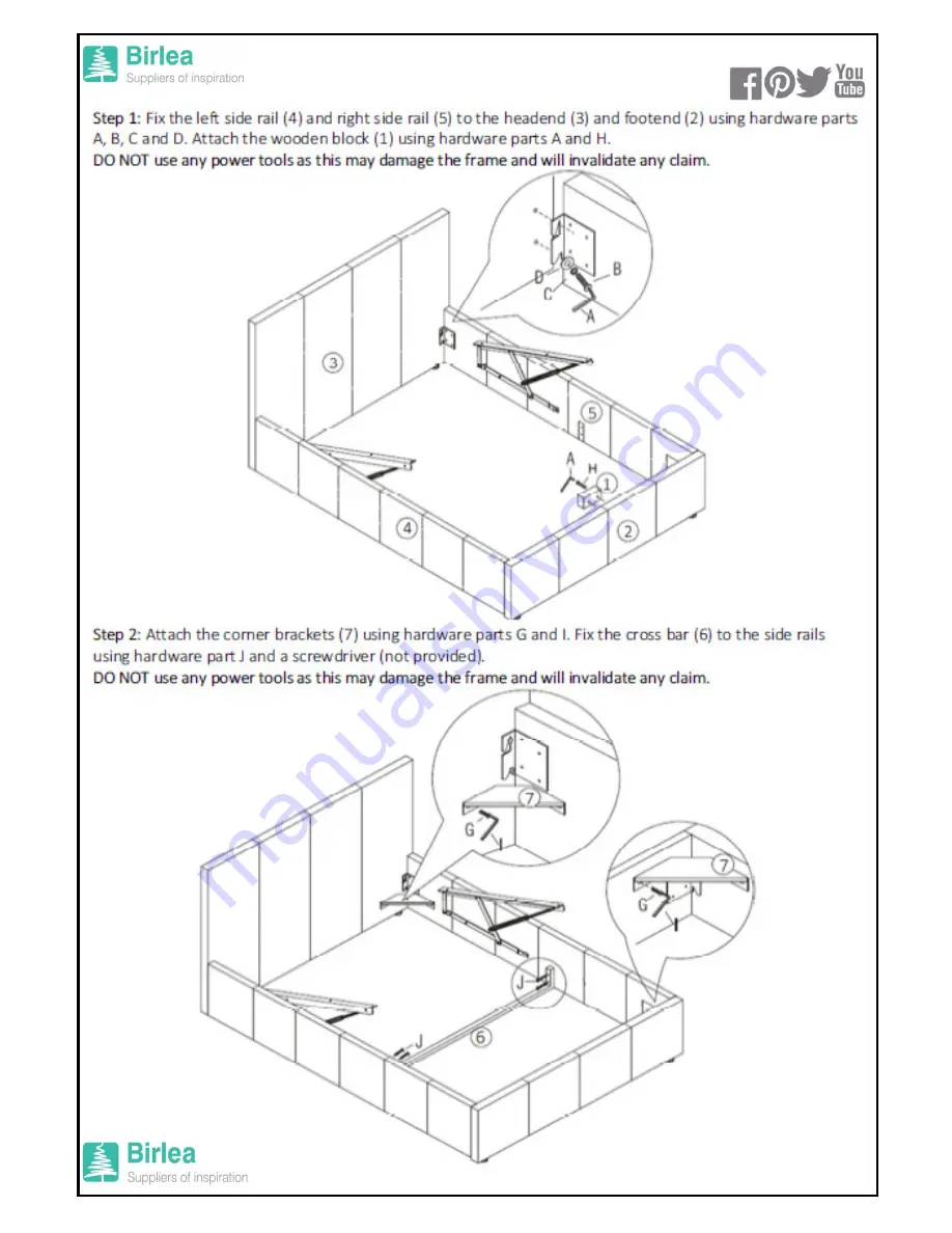 Birlea BERLIN OTTOMAN 4’6 Assembly Instructions Download Page 3