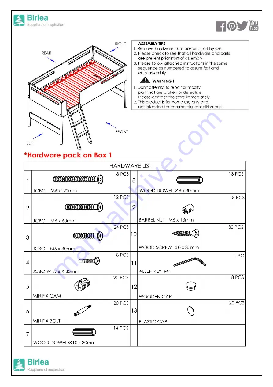 Birlea ISLINGTON MIDI SLEEPER Скачать руководство пользователя страница 2