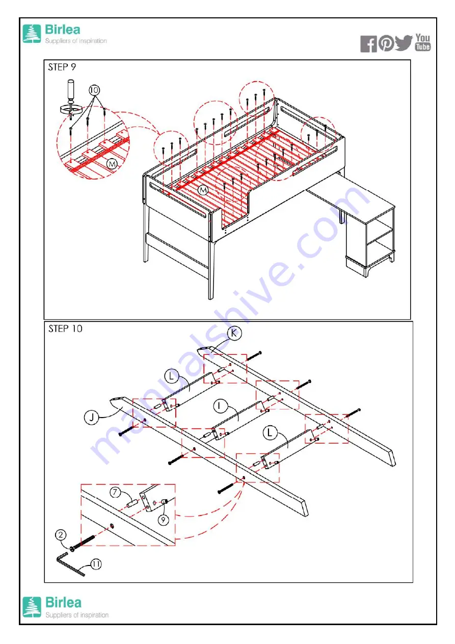 Birlea ISLINGTON MIDI SLEEPER Assembly Instructions Manual Download Page 8