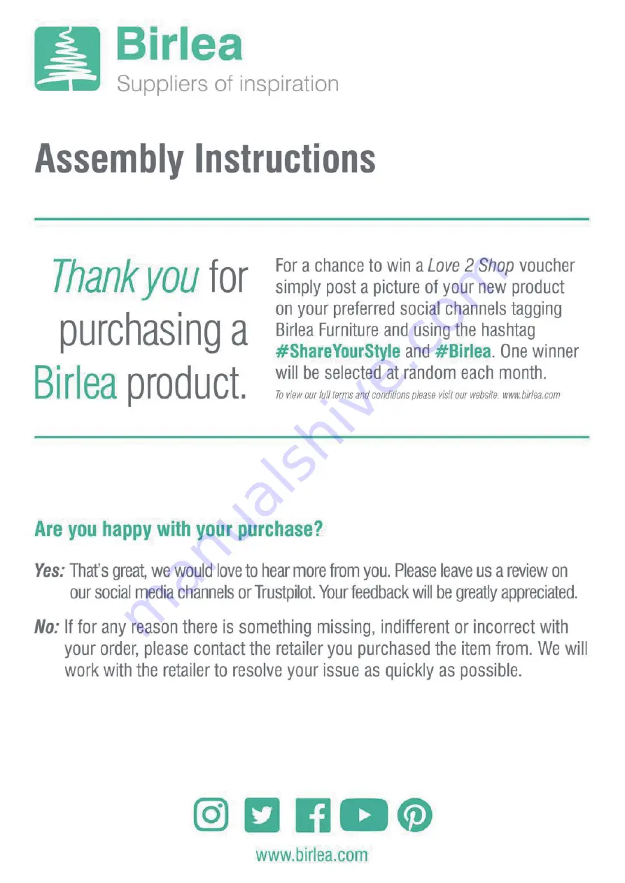 Birlea MERCIA FOUR POSTER BED Assembly Instruction Manual Download Page 1