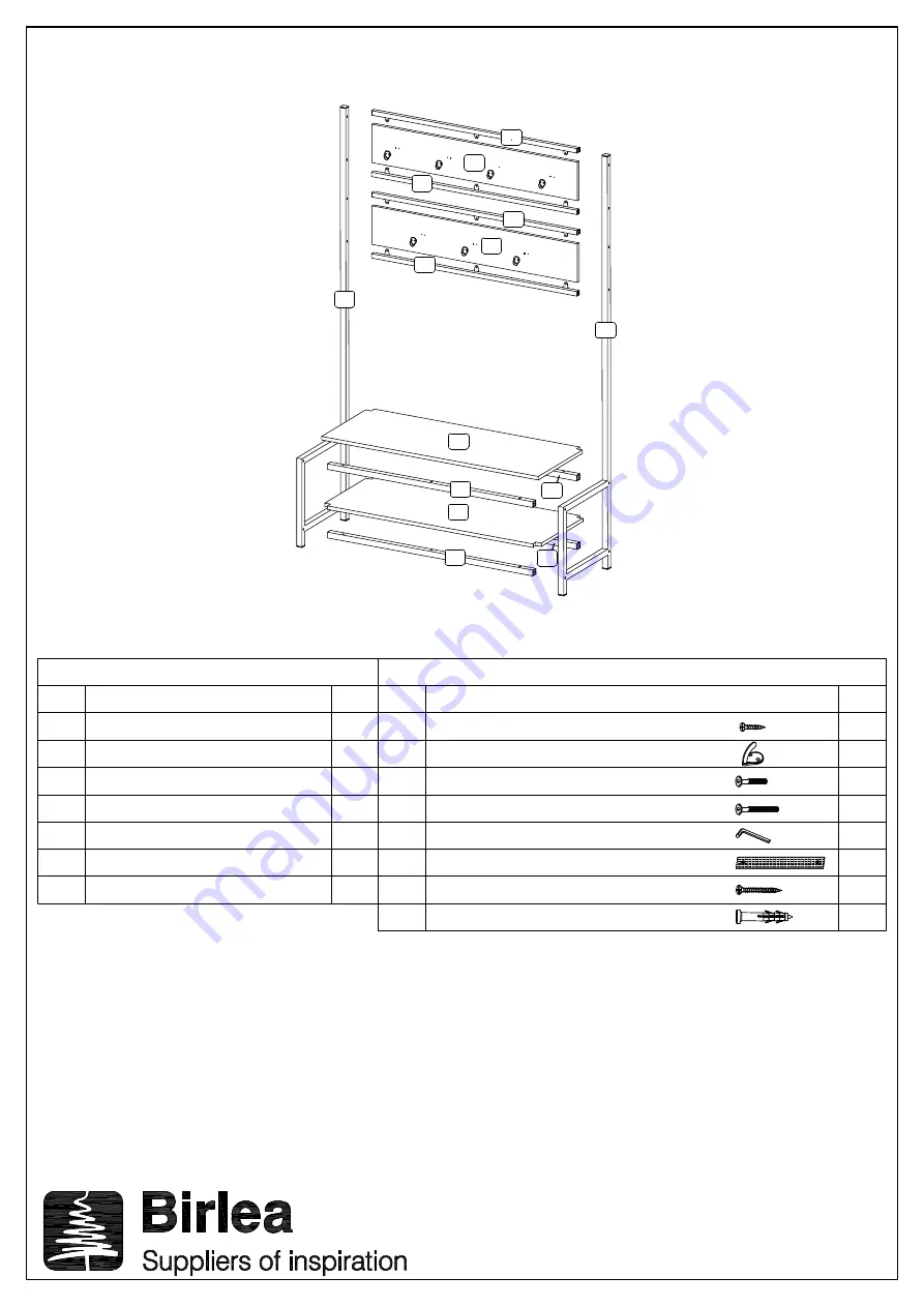 Birlea URBAN COAT RACK AND BENCH Assembly Instructions Manual Download Page 3