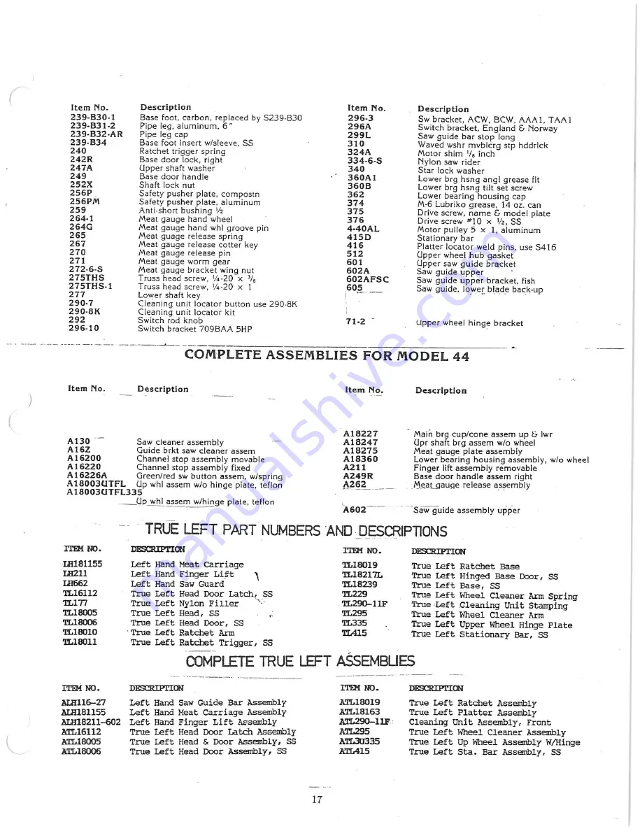 BIRO 44TL Operating And Service Manual Download Page 17