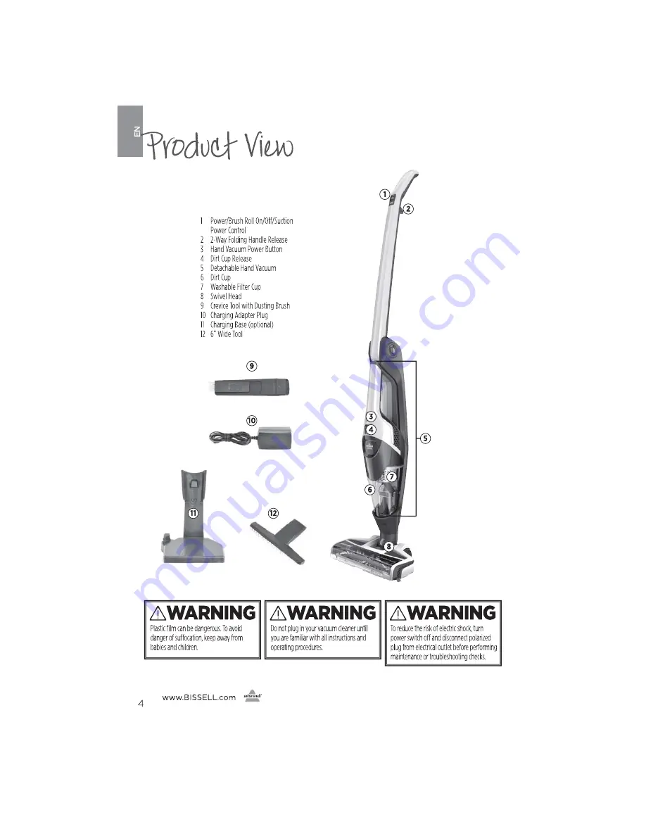 Bissell 1313 Series Скачать руководство пользователя страница 4