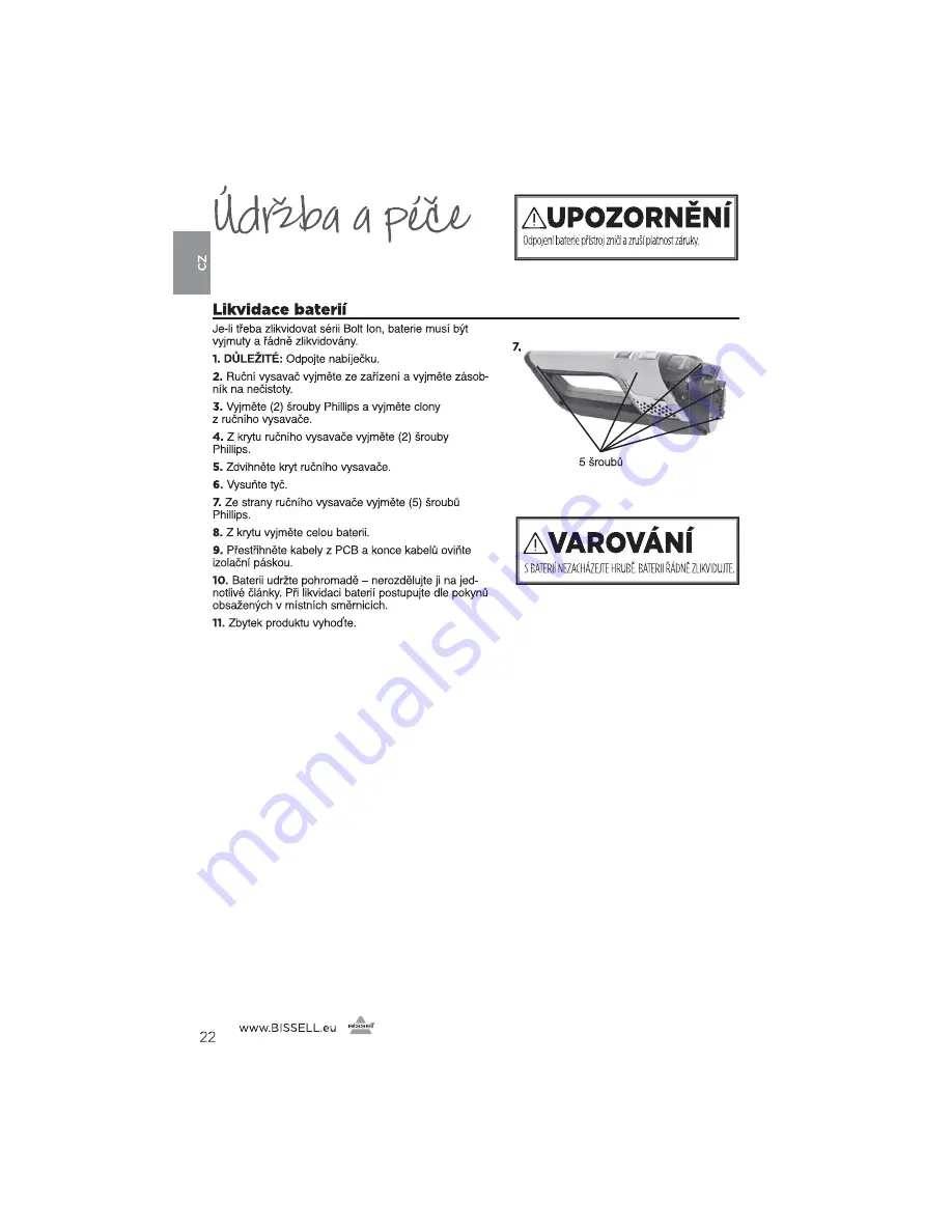 Bissell 1313 Series User Manual Download Page 22