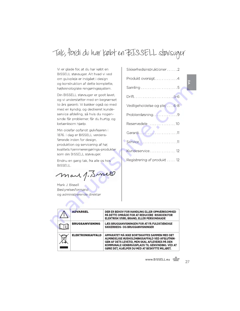 Bissell 1313 Series User Manual Download Page 27