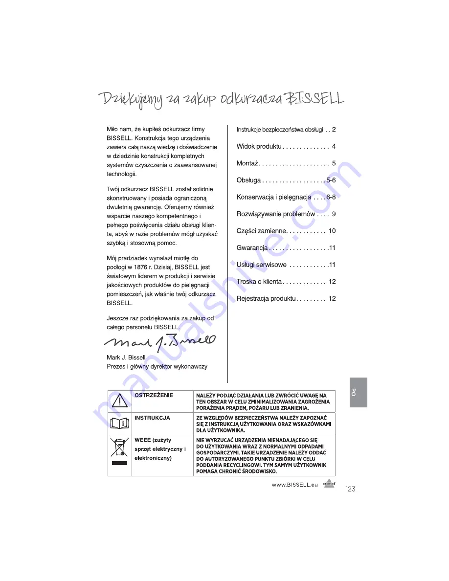 Bissell 1313 Series User Manual Download Page 123