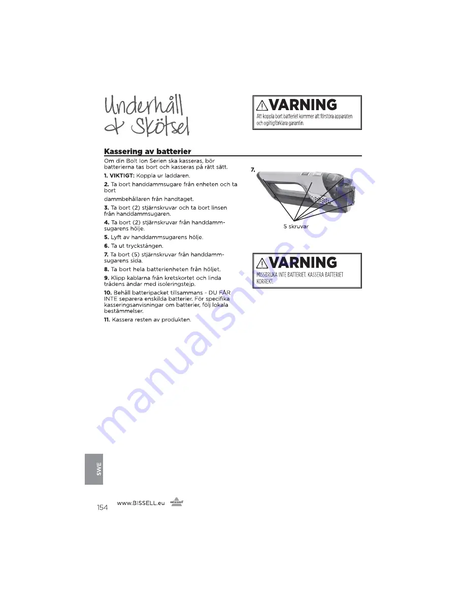 Bissell 1313 Series User Manual Download Page 154